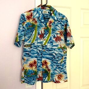 Vintage MALIHINI Hawaiian Shirt Loop Collar Tiki Mens